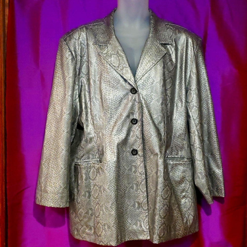 Silver Faux Snakeskin Coat
